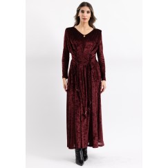 Maroon Dress Of Tied Waist with Rope