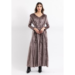 Grey Dress Of Tied Waist with Rope