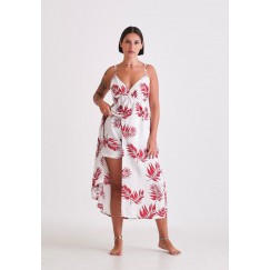 White & Red Printed Pajama Set 