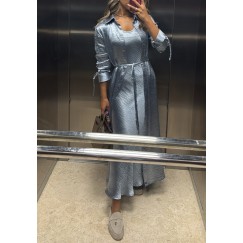 Blue Belted Shirt with Dress Set