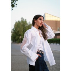 Oversized Shirt with Organza Details