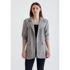 Grey Belted Office Blazer