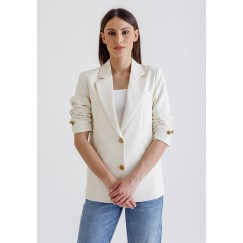 Beige Golden Buttons Blazer 