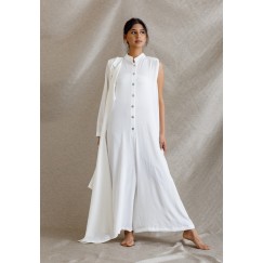 White Side Tie Jumpsuit Dress