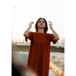 Brick Buttoned Dress 