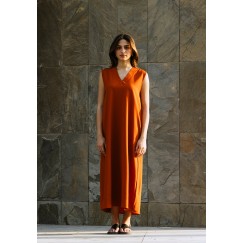 Brick V-Neckline Dress 