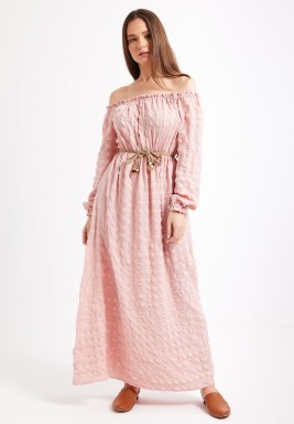 Blush Off Shoulder Maxi Dress