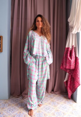 Check & Lace Duo Robe 