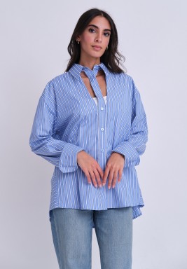 Blue Striped Ribbed Shirt