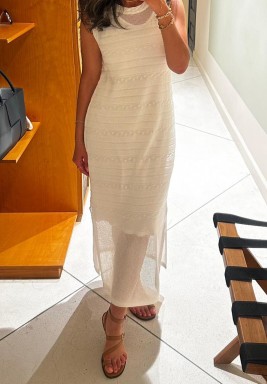 Mesh Summer Dress in White
