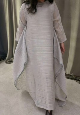 Light Gray a Long Organza Kaftan Without Lining