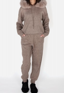 Beige Fur Lounge Wear