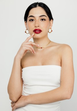 Ruby Stone Hoops