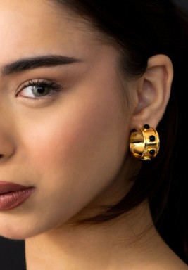 Paula Black Stone Hoops