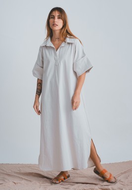 Off-White Wide Sleeve Shirt Dress 