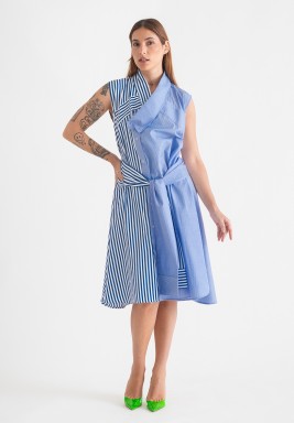 Blue Striped Midi Summer Dress 