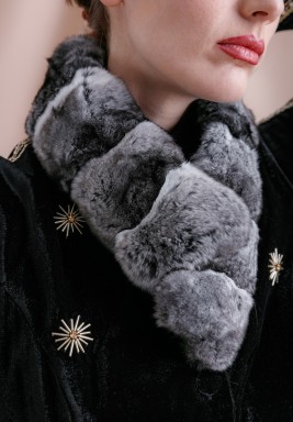 Grey Chinchilla Fur Scarf 