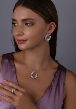 Crescent Blossom Set-Silver