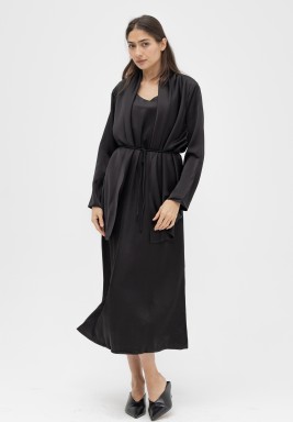 Silk Dress with Blazer in Black