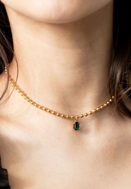 Green Stone Ball Chain Choker
