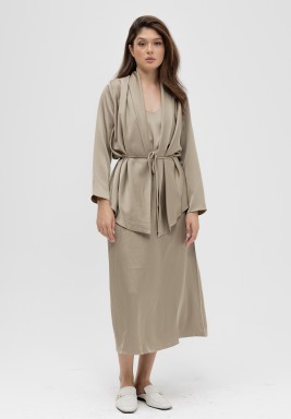 Silk Dress with Blazer in Gold
