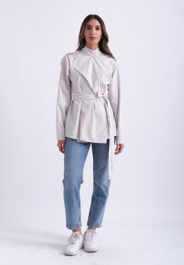 White And Black Stripped Elegant Shirt
