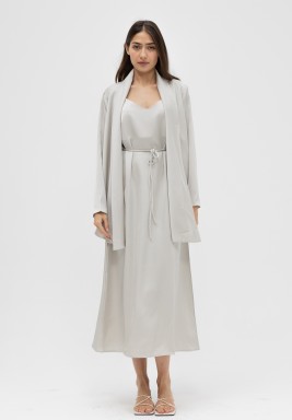 Silk Dress with Blazer in silver 