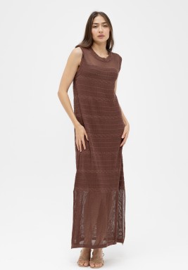 Mesh Summer Dress in Brown