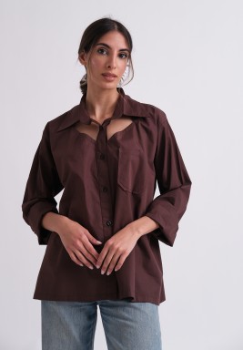 Mocha Cutout Shirt