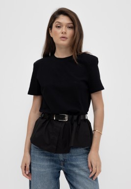 Padded Belted Top in Black