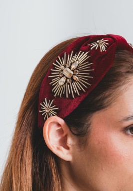 Maroon Embroidered Headband