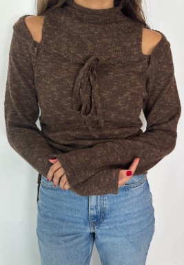 Mocha Winter Cut Out Top