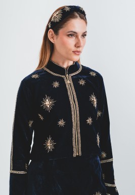 Navy Blue Embroidered Headband