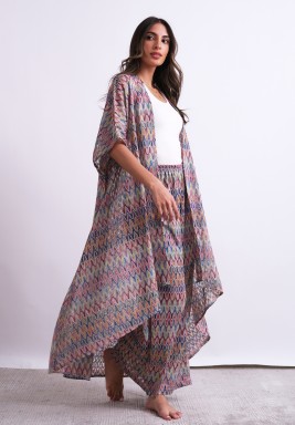 Multicolored Zig Zag Beach Set / Coverup