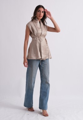 Gold Champagne Belted Top