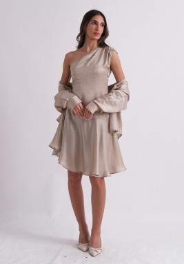 One-Shoulder Dress & Shirt Set