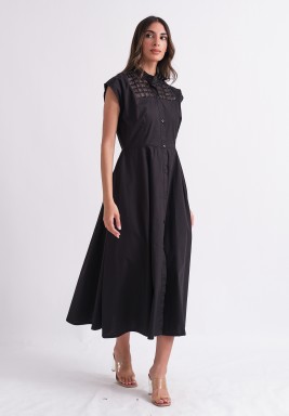 Black Dress with Organza Details 