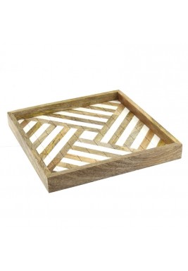 Al-Manzil Mango Wood & Resin Tray - Square