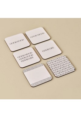 Bella Maison Motto Coasters Set 10 x 10 cm - 6 Pieces