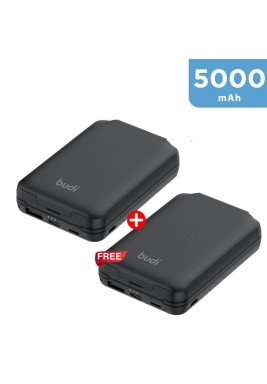 Budi 6-in-1 5000mAh Power Bank with Data Cables and Sim Card Holder – Black 1 + 1 Free