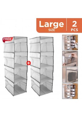 Large Hanging Wardrobe Organizer By Taw9eel Essentials - Beige ( 1+1 Free ) 