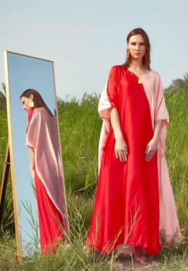 Pink & Red Silk Kaftan
