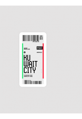 Kuwait City Flight Ticket Stickers