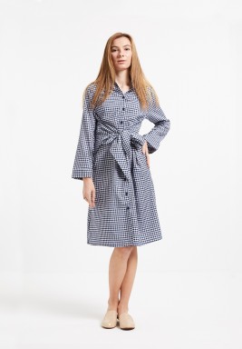 Belted Midi Shirt Dress - Checked