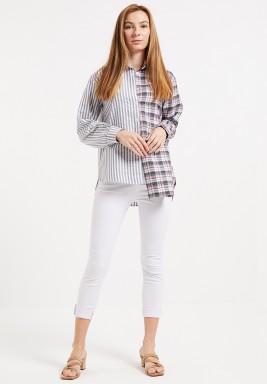 Grey Block Asymmetric Shirt