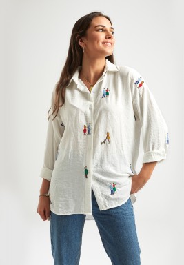 Isabella White Embroidered Shirt