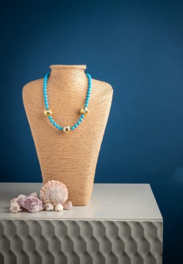 Turquoise - Golden Barouqe Pearls