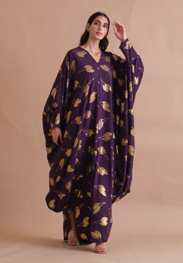 Kyoto Leaves Dark Purple Dress