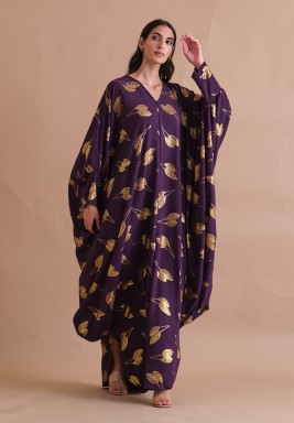 Kyoto Leaves Dress Dark Purple