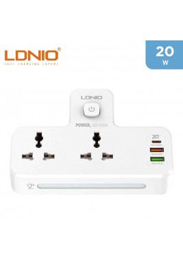 LDNIO 20W Power Strip 2 USB & 1 USB-C PD & QC3.0 UK - White